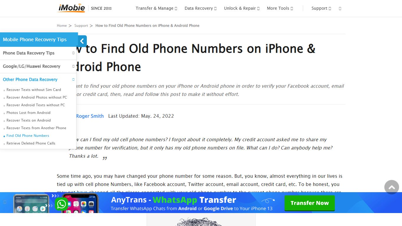 11 Solutions to Find Old Phone Numbers [iPhone & Android Phone] - iMobie